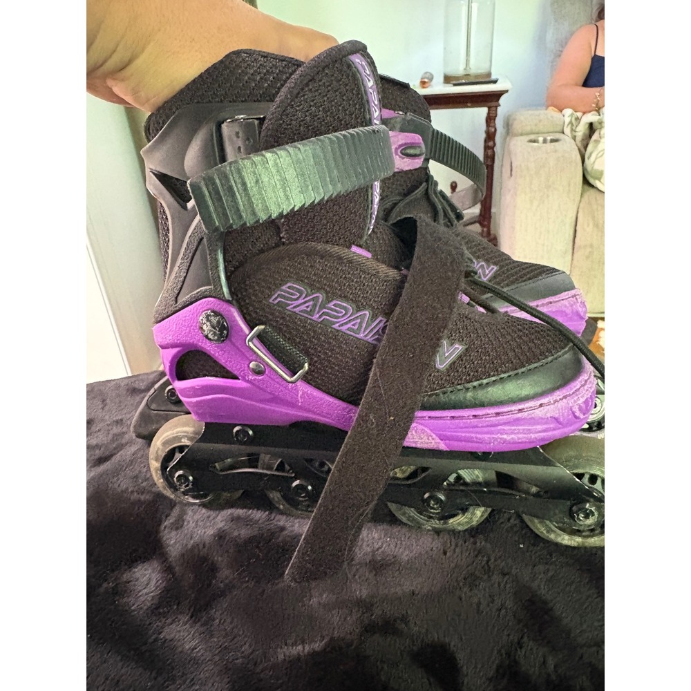 Papaison Kids Adjustable Inline Skates Purple Black Size Small J11-1.5 64mm 82A